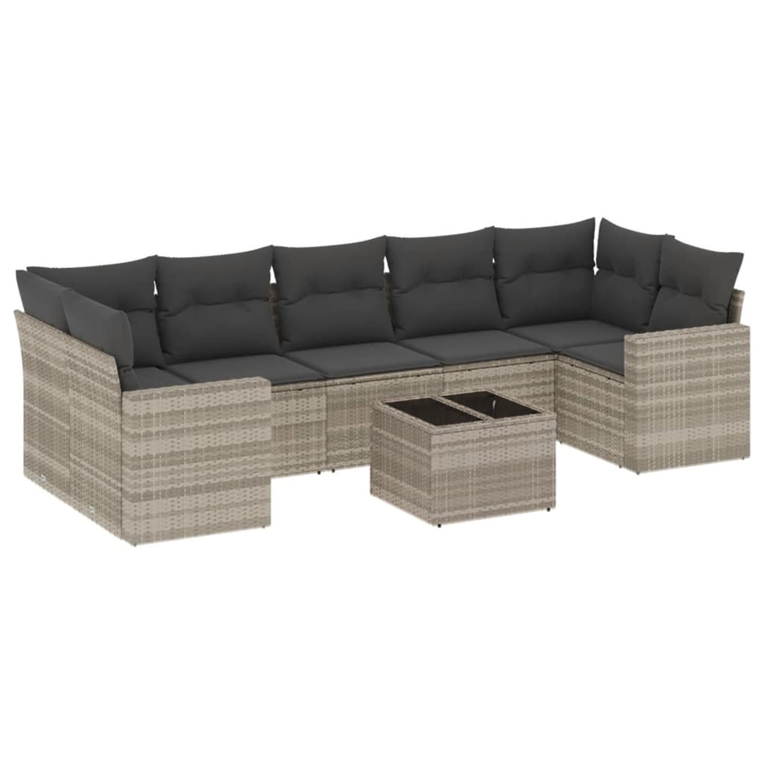vidaXL 8-Tlg Garten-Sofagarnitur mit Kissen Hellgrau Poly Rattan 3218732 günstig online kaufen