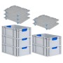 PROREGAL Spar Set: 5 Euroboxen mit Deckel, blau, 40x60x22cm, verstärkter Boden. Ideal zur Aufbewahrung.