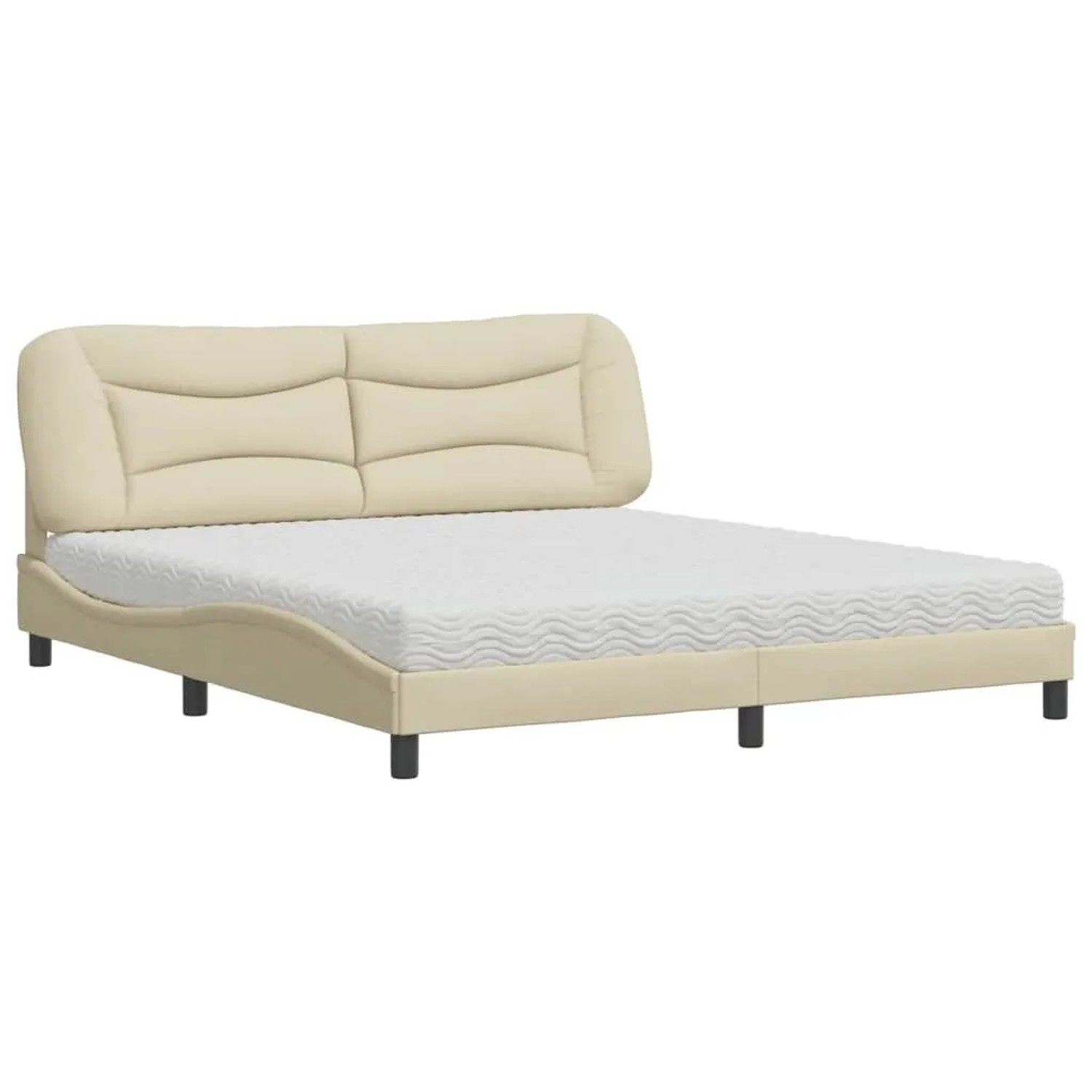 vidaXL Bett mit Matratze Creme 180x200 cm Stoff 3208553