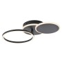 Moderne schwarze LED-Deckenleuchte Sevent von Just Light mit schwenkbaren Ringen.