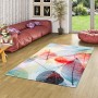 Bunter Designer Teppich Faro mit tropischen Blättern, 140x200cm. Kurzflorteppich für Wohnräume.