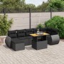Schwarze 8-tlg. vidaXL Garten-Sofagarnitur aus Poly Rattan mit Tisch und Kissen.