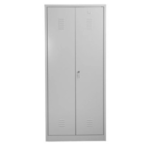 Grauer Metallspind Dolphin mit Zylinderschloss, 180x80x50 cm, ideal für Werkstatt & Büro.