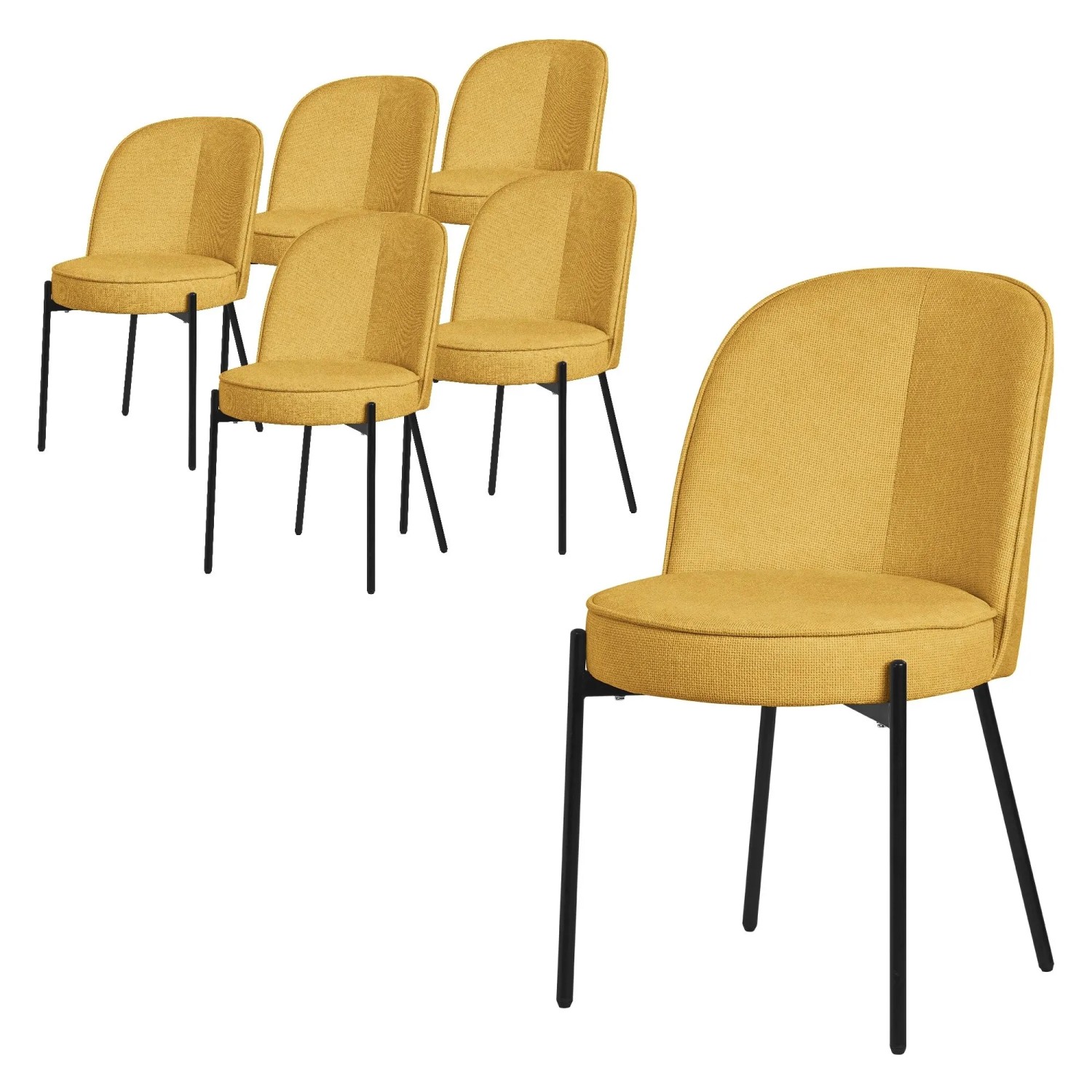 ML-Design Esszimmerstühle 6Er Set Senf mit Metallbeine und Stoffbezug