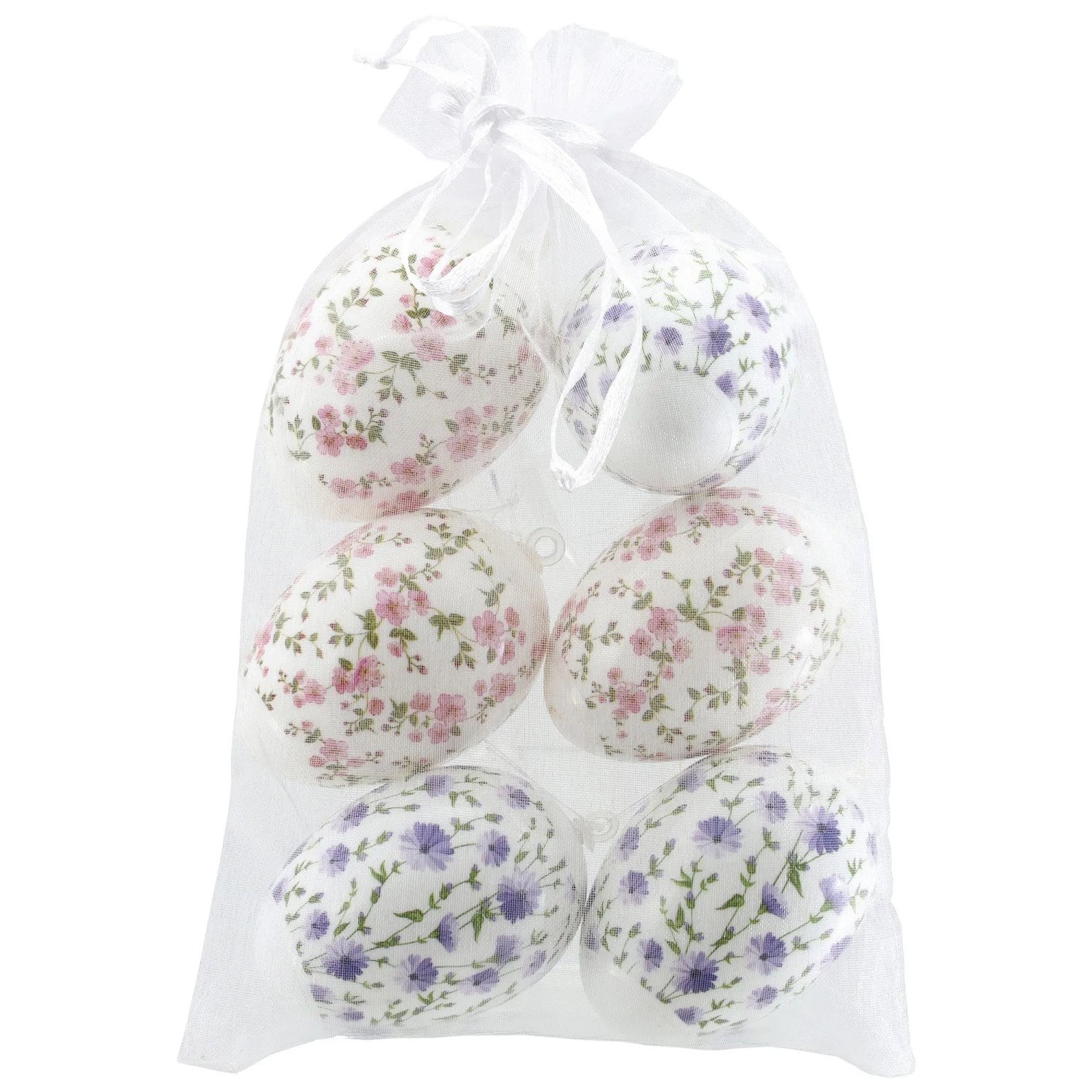 Osterdeko Eier zum Hängen aus Kunststoff 6 cm Blau-Rosa 6 Stück