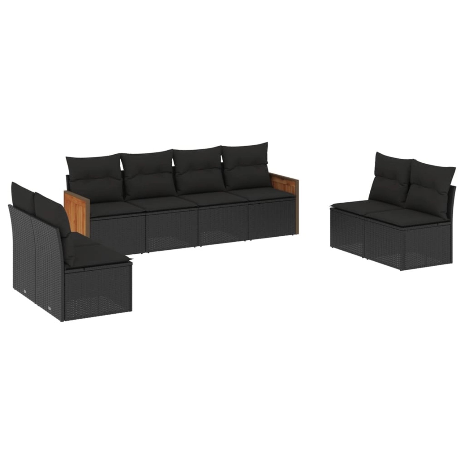 vidaXL 8-Tlg Garten-Sofagarnitur mit Kissen Schwarz Poly Rattan 3227567 günstig online kaufen