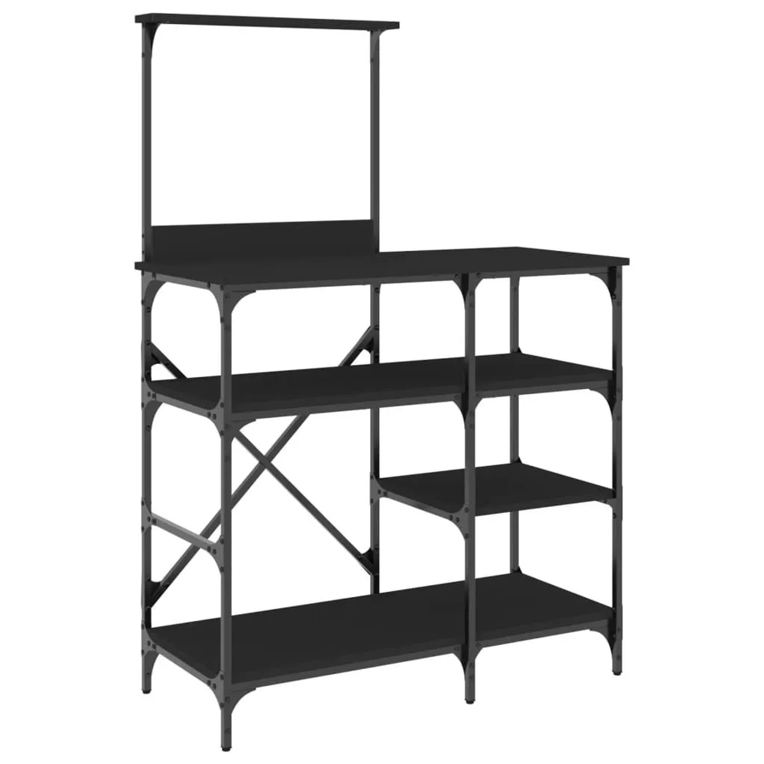 vidaXL Bäckerregal Schwarz 90x40x132 cm Holzwerkstoff und Metall 845416