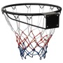 Schwarzer Basketballring aus Stahl mit rot-weiß-blauem Nylonnetz, 45 cm Durchmesser, für Sport & Fitness.