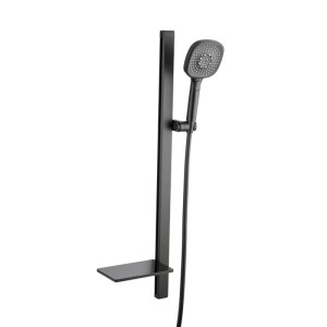 Swiss Aqua Technologies Duschset Duschstange mit Handbrause und Praktischer Ablage Schwarzmatt