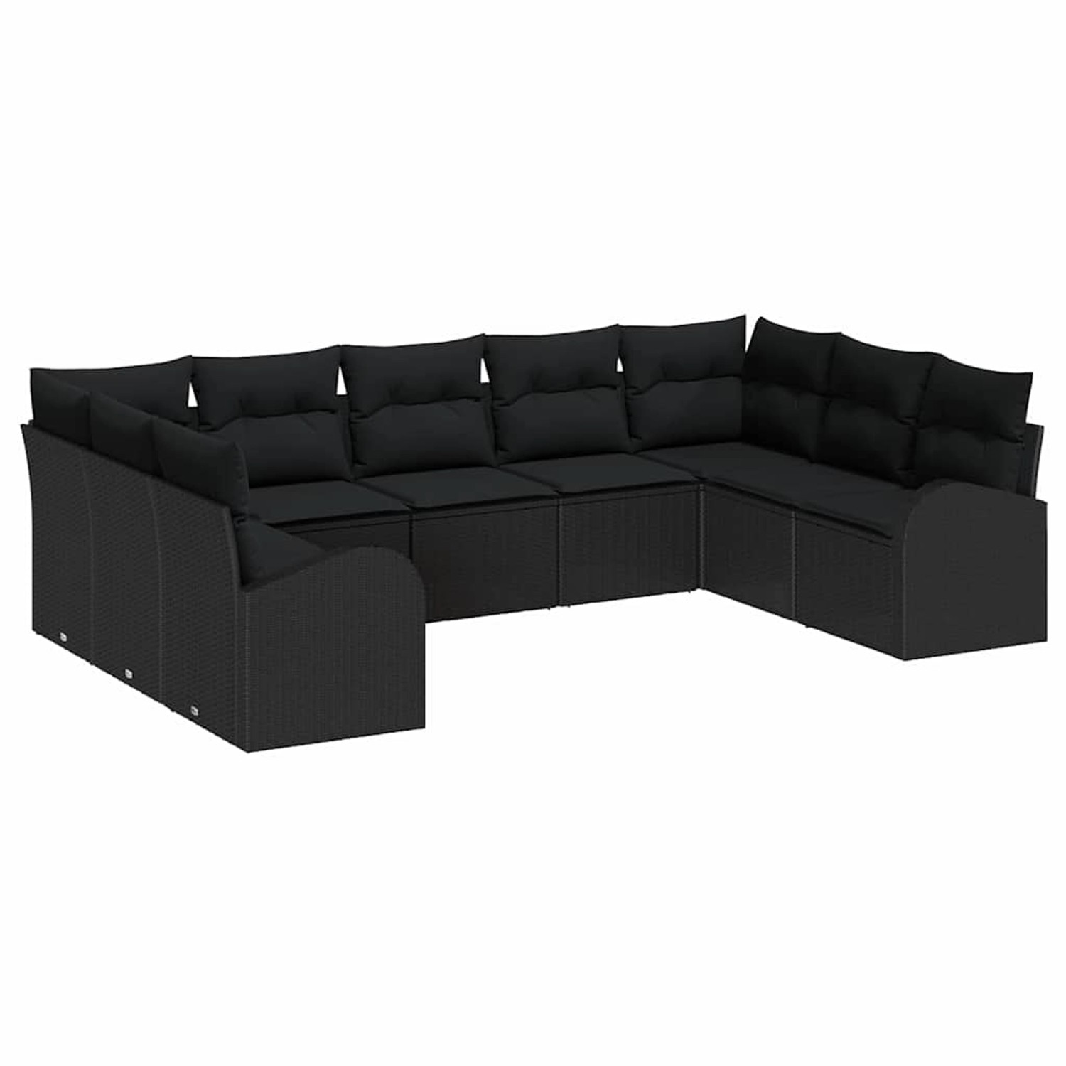 vidaXL Garten-Sofa-Set mit Kissen 9-Tlg Schwarz Poly Rattan 3354872 günstig online kaufen