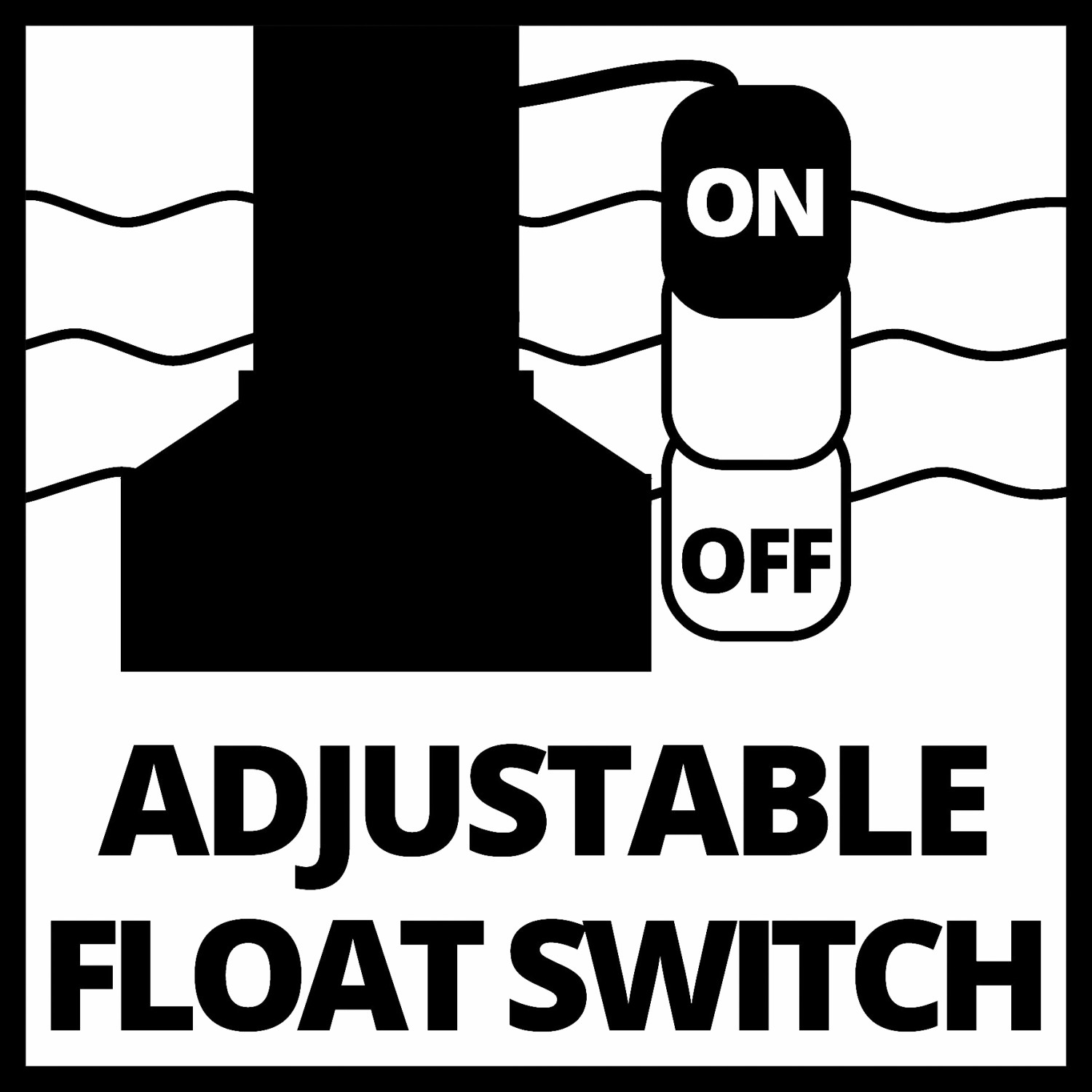 Symbol für einstellbaren Schwimmerschalter der Einhell Schmutzwasserpumpe.