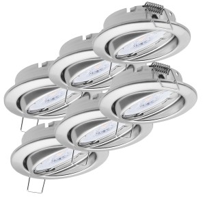 6er Set dimmbare Einbaustrahler Dijon mit LED Modul, 5W, Chrom, für Lampen & Leuchten.
