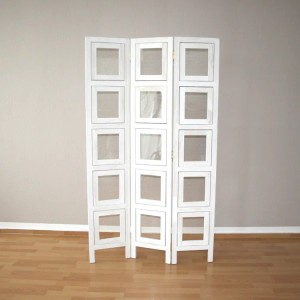 Homestyle4u 3-tlg. Paravent in Weiß 93x161 cm 762