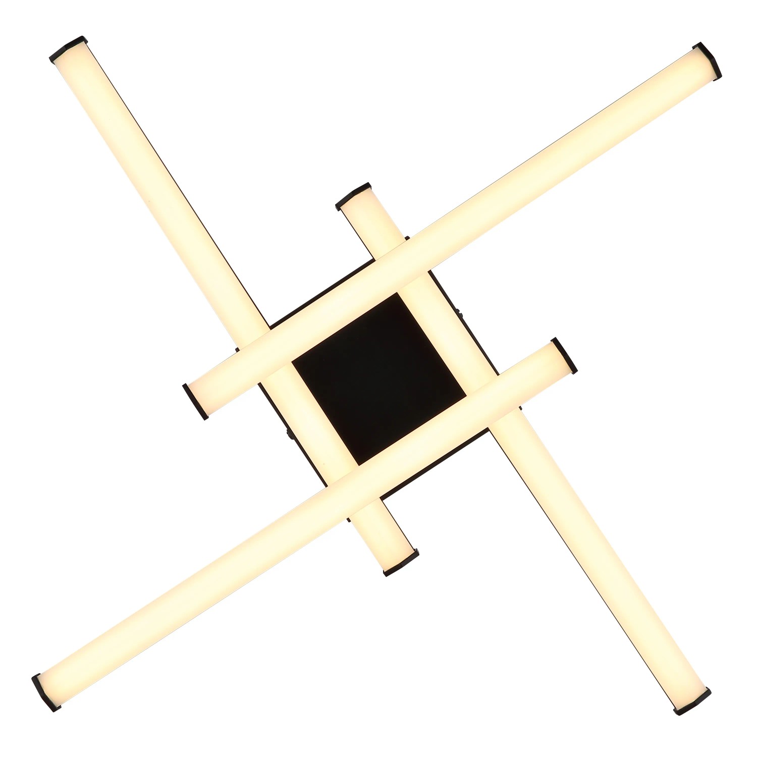 Moderne LED-Deckenleuchte Kirina, schwarz matt, mit drehbaren, hexagonalen Leuchtelementen.