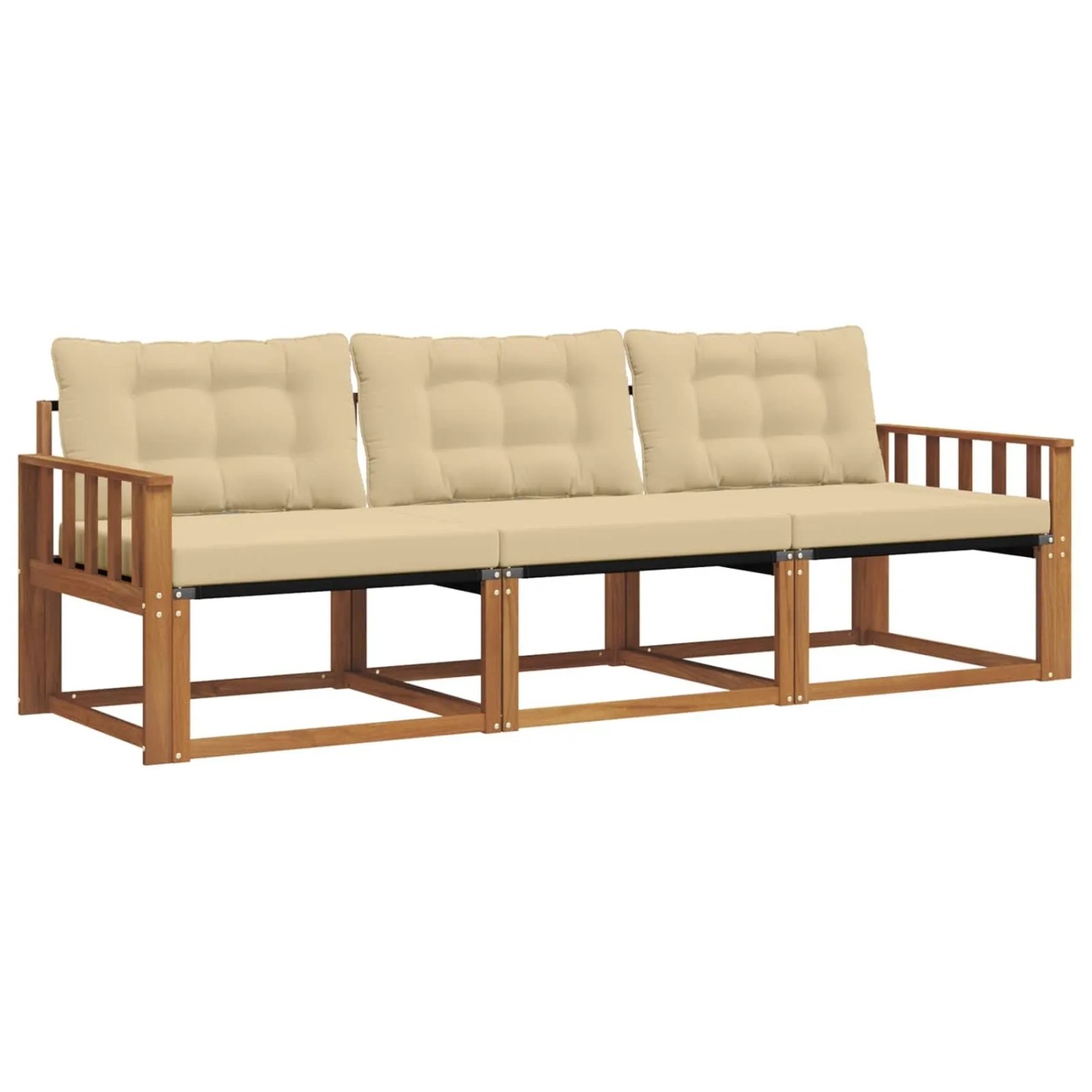 vidaXL Outdoor-Sofagarnitur mit Kissen 3-Tlg Natur und Beige 3369144