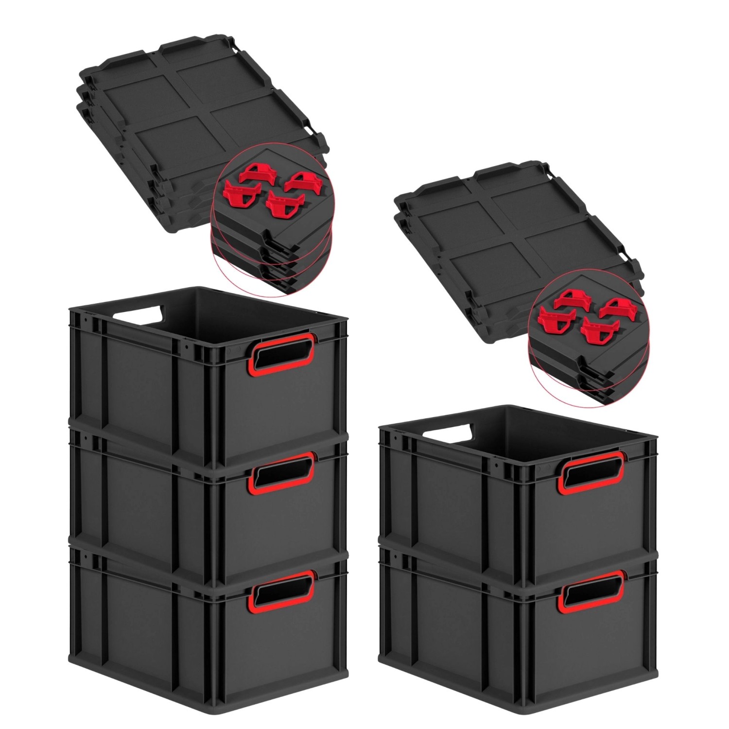 PROREGAL SparSet 5x Eurobox Nextgen Color Mit Auflagedeckel HxBxT 22x30x40c günstig online kaufen