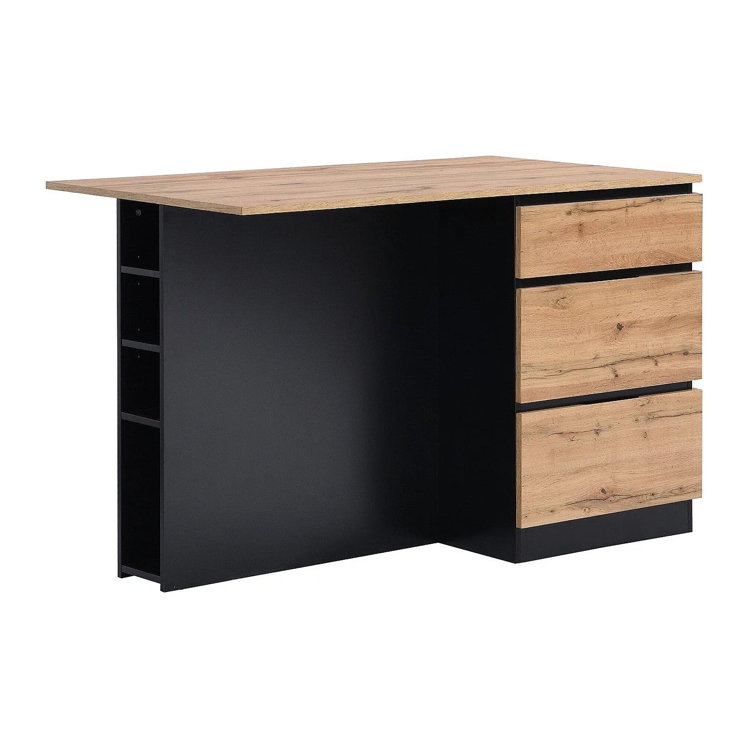 Vente-unique Kücheninsel Pomarela Schwarz  Naturfarben Hell 140 cm