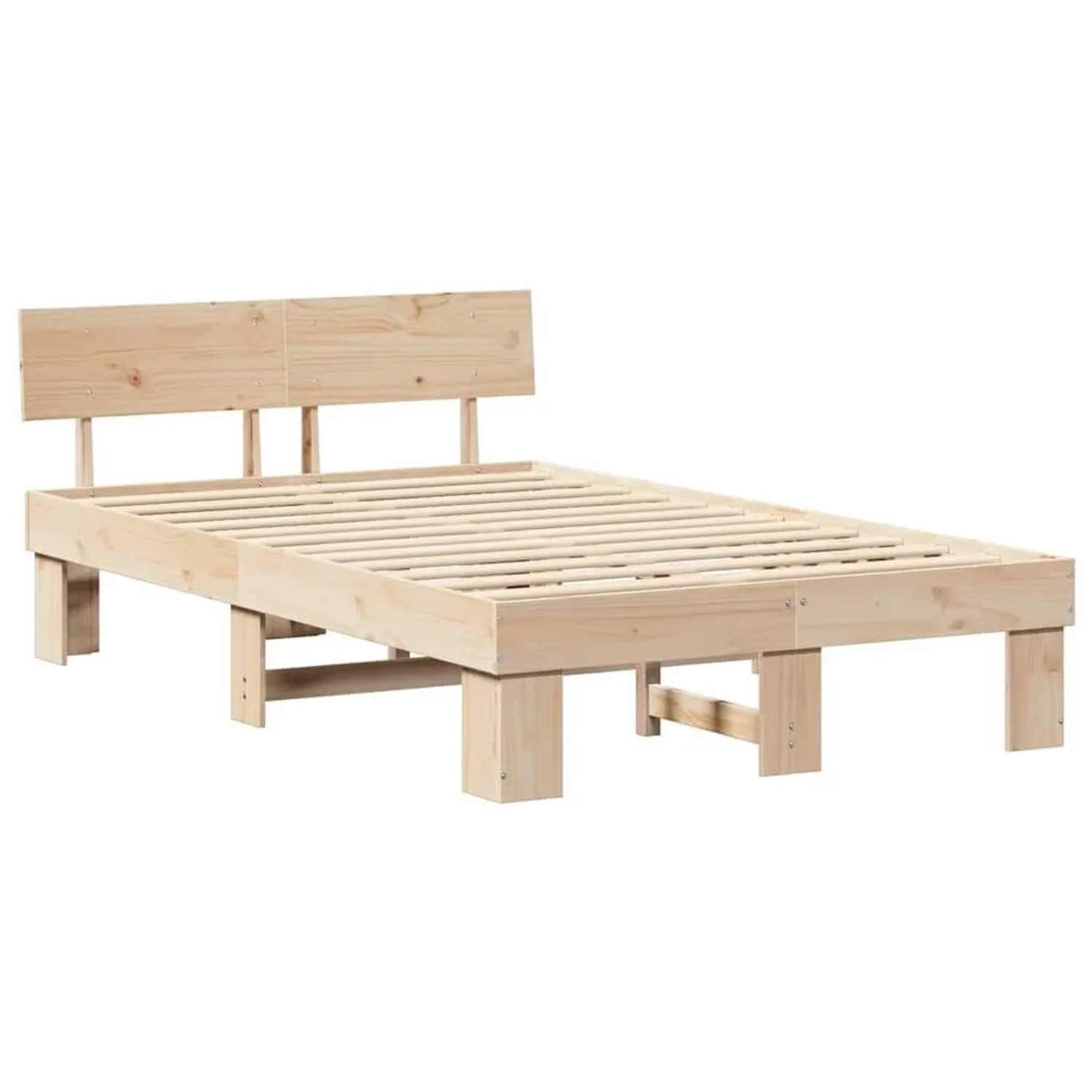 vidaXL Bettrahmen mit Kopfteil Natur 140 x 190 cm Massives Kiefernholz 872572