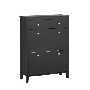 SoBuy Schuhkipper Schmal Schuhschrank mit 2 Klappen für Diele Flur FSR89-SCH