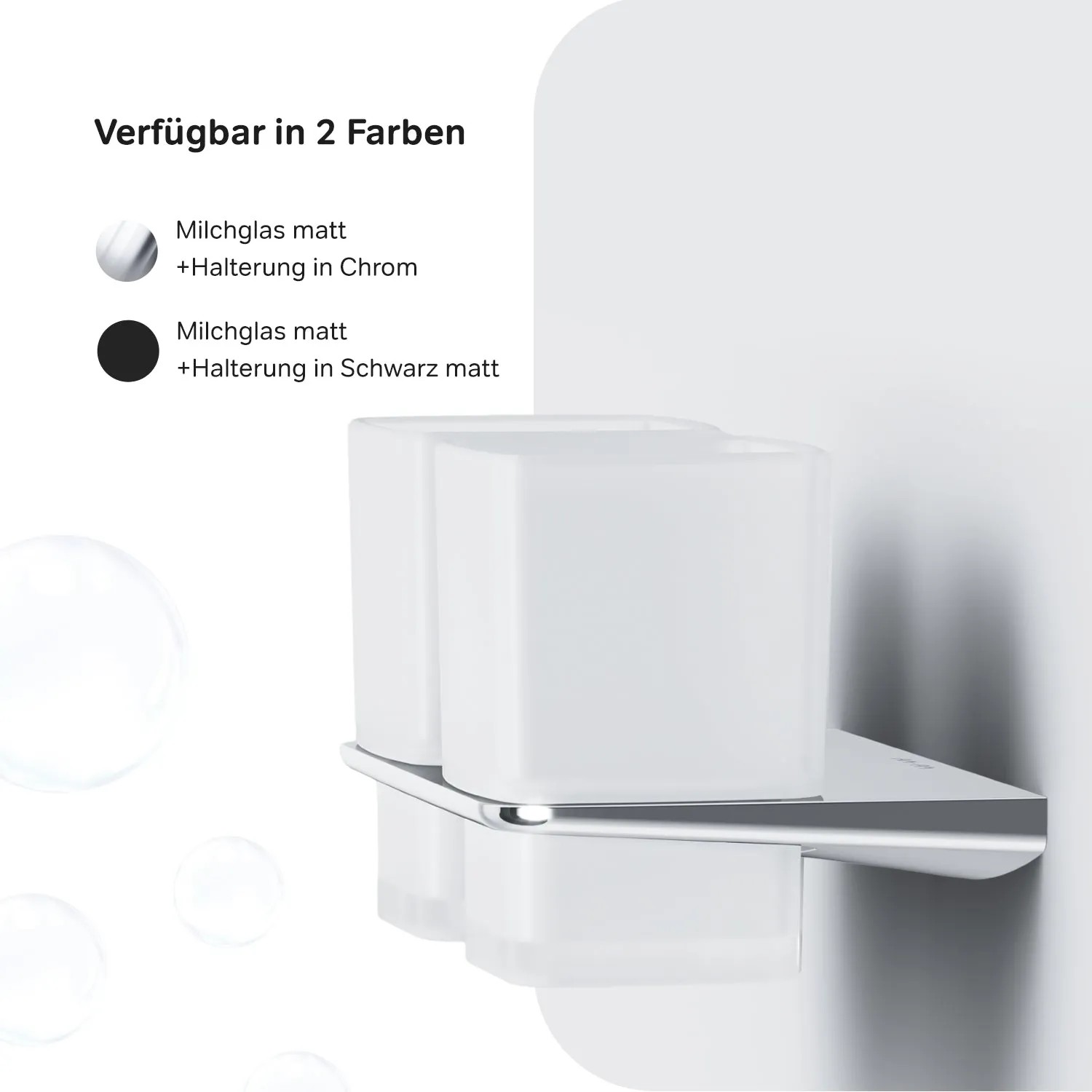 AM.PM Doppelglasbecher mit Chrom-Halterung Inspire V2.0 für die Wandmontage.