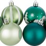 6 grüne Weihnachtskugeln (6cm) mit verschiedenen Mustern.
