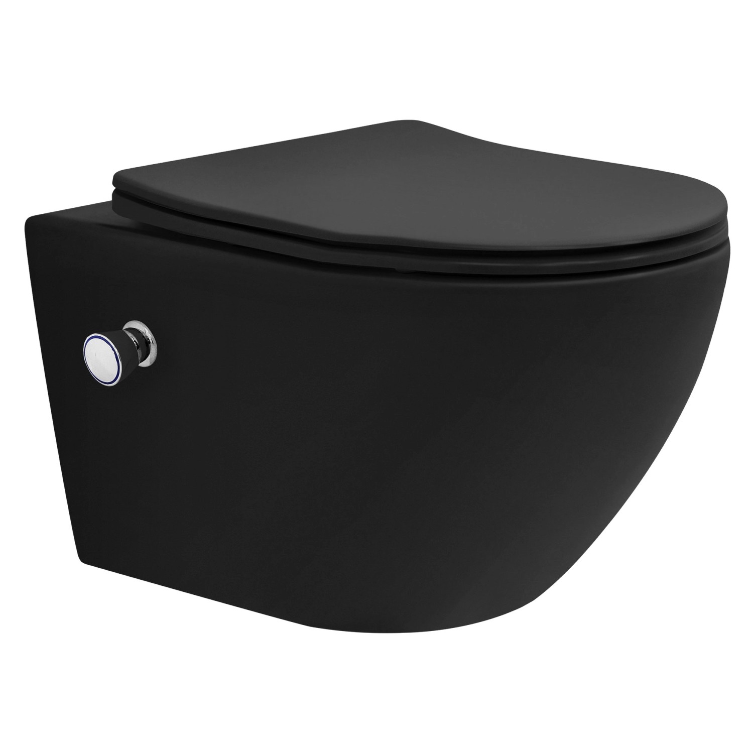 LuxeBath Hänge WC Spülrandlos mit Bidet-Funktion Schwarz Matt 53,5 cm