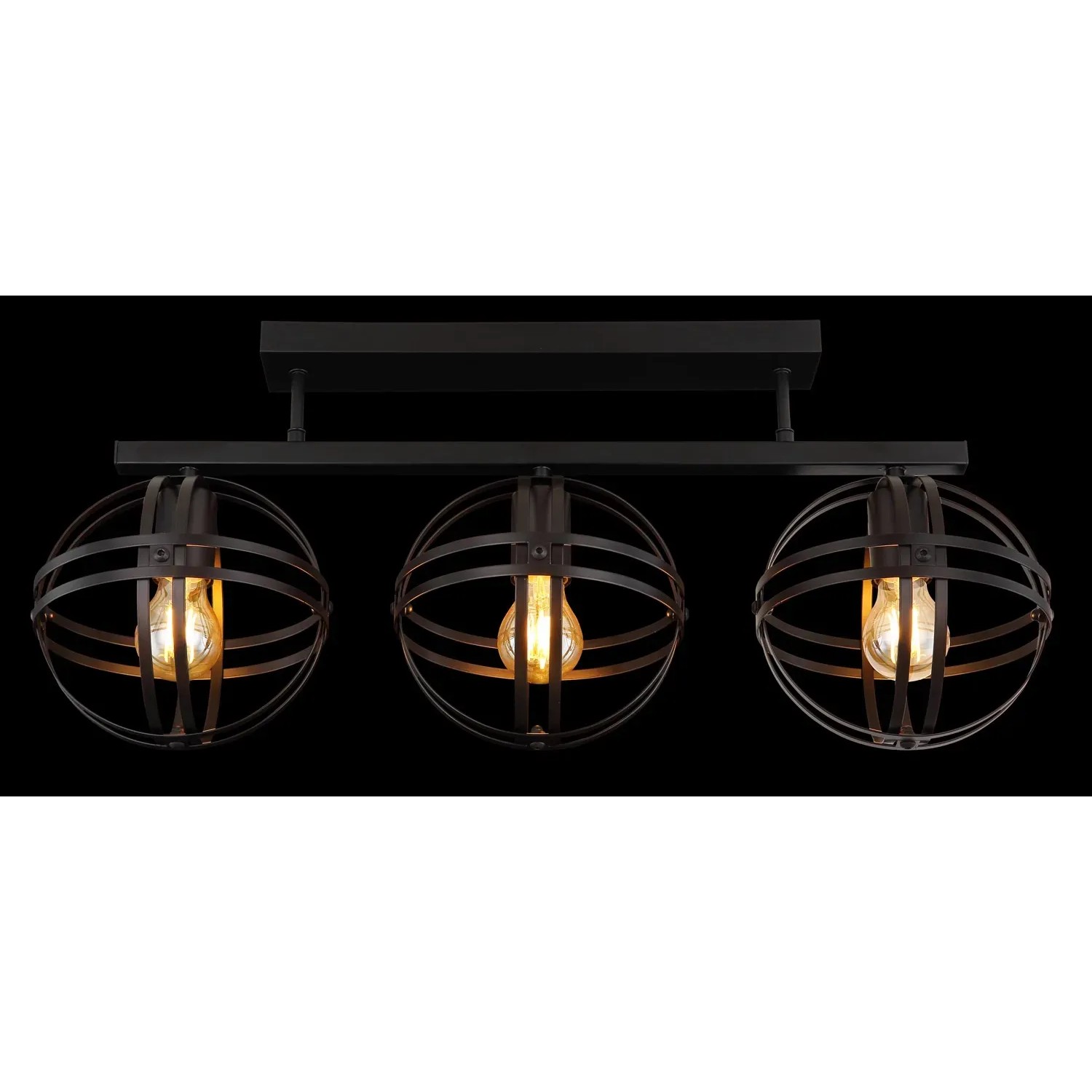 Schwarze Globo Deckenleuchte Tamara, 3-flammig, mit runden Metallschirmen im Industrial Design.