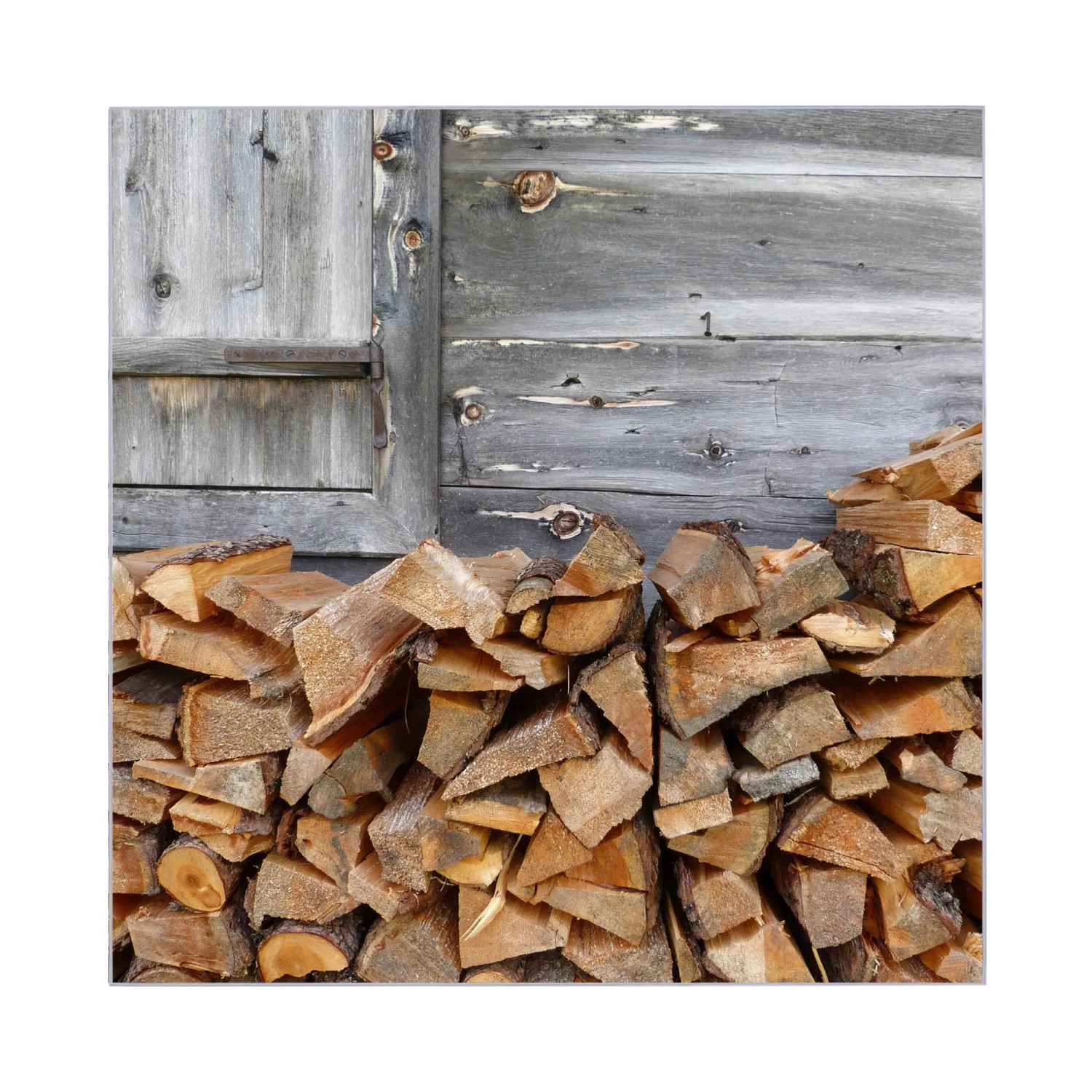 Banjado Schlüsselkasten mit Feuerholz Motiv. Schwarzer Kasten mit 50 Haken, Tür beschreibbar und magnetisch.