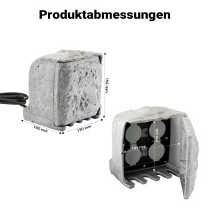 Wiltec Gartensteckdose 4Fach Steinoptik Außensteckdose Sensor Ip44 Steckdosenstein