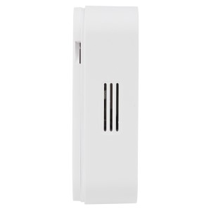 Weißer Smartwares WiFi Kohlenmonoxidmelder für Brandschutz, Seitenansicht.