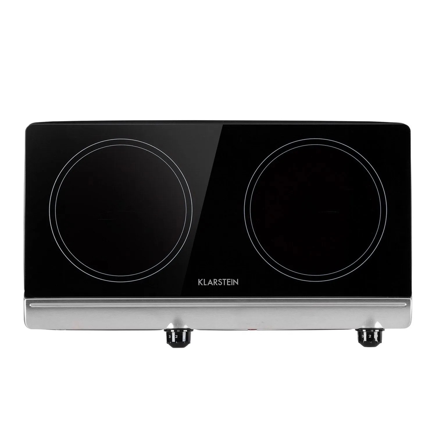 Klarstein Cookbuddy Doppel-Kochfeld 2400 W 5 Leistungsstufen Glaskeramik Schwarz Silber-Metallic