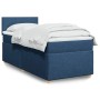 Blaues vidaXL Boxspringbett (90x190 cm) mit Matratze und weißer Bettwäsche.