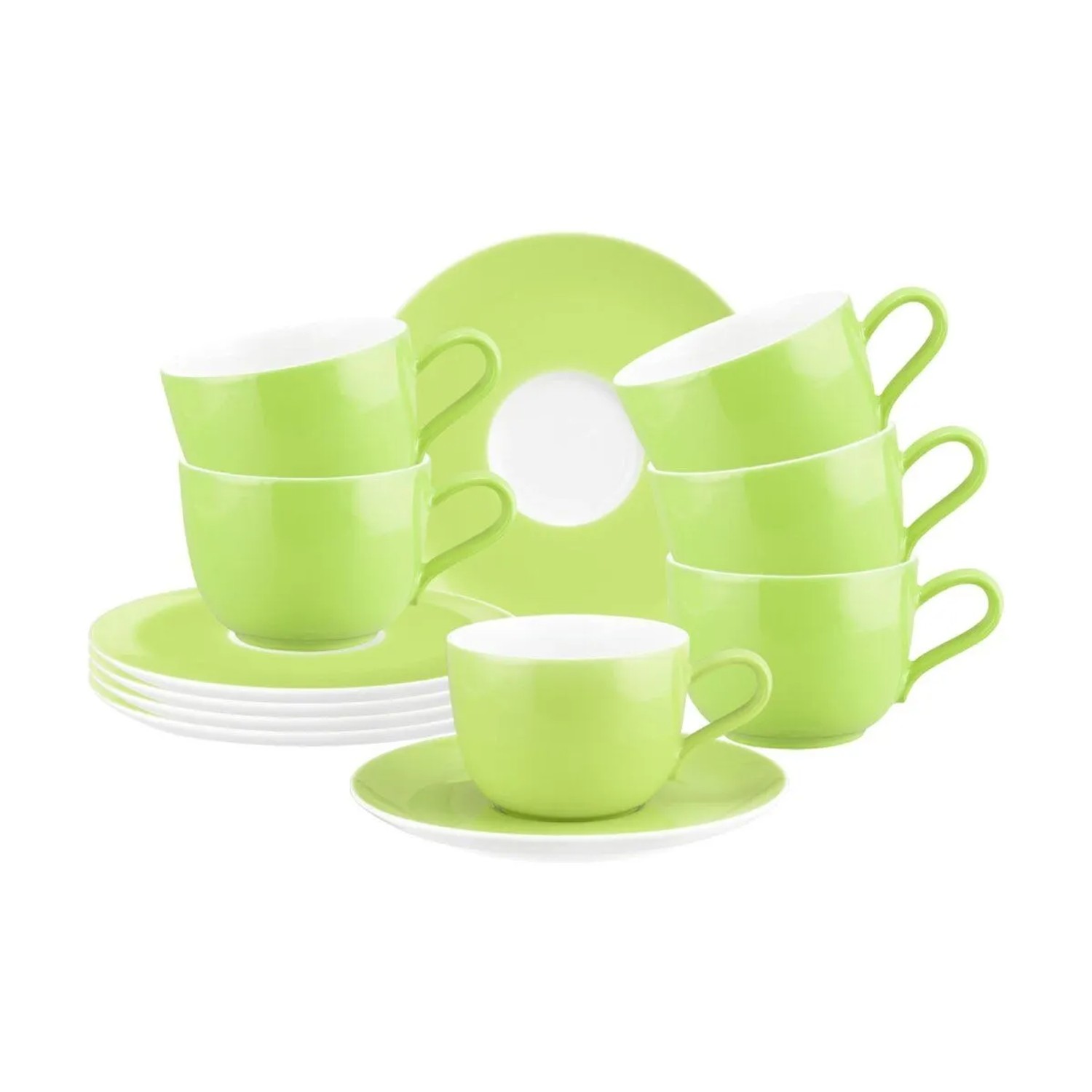 Seltmann Weiden Liberty Pure Colors Kaffeetasse mit Untertasse 260 ml 6er Set Lime Green