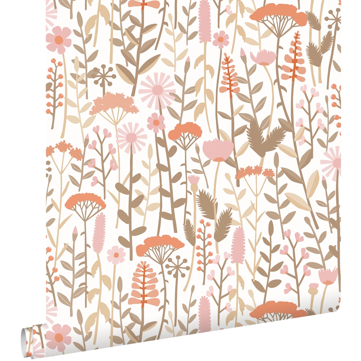 ESTAhome Tapete Feldblumen Terrakotta und Rosa 50 x 900 cm günstig online kaufen