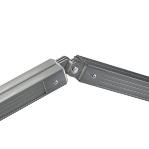 3D-Gelenk Front für Aluprofil 45x38 mm zur flexiblen Verbindung von Terrassendielen-Unterkonstruktionen.