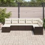 Braunes 8-tlg. vidaXL Garten-Sofa-Set aus Poly Rattan mit Kissen und Stauraum.