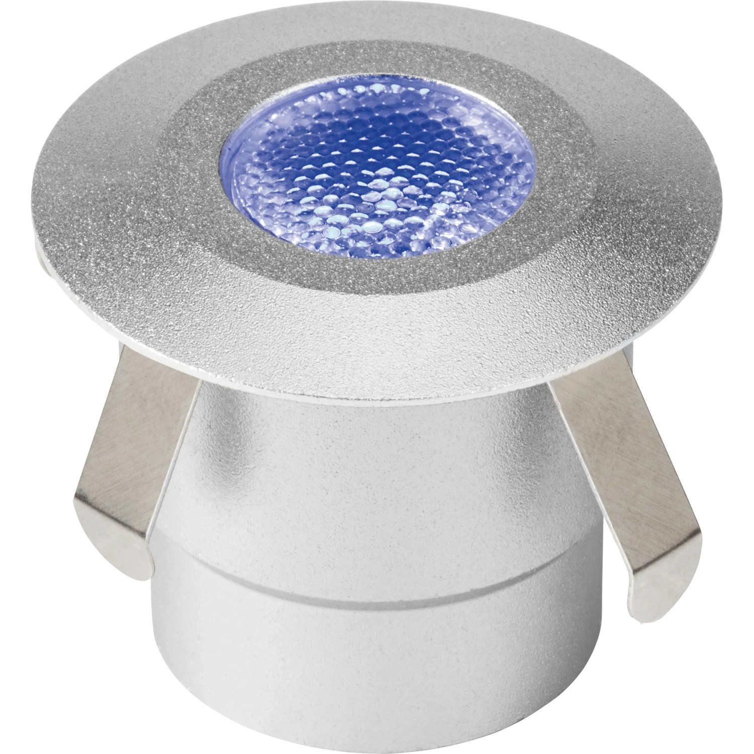 LED-Bodeneinbauleuchte Budoni, rund, RGB, Aluminium, blaue Beleuchtung.