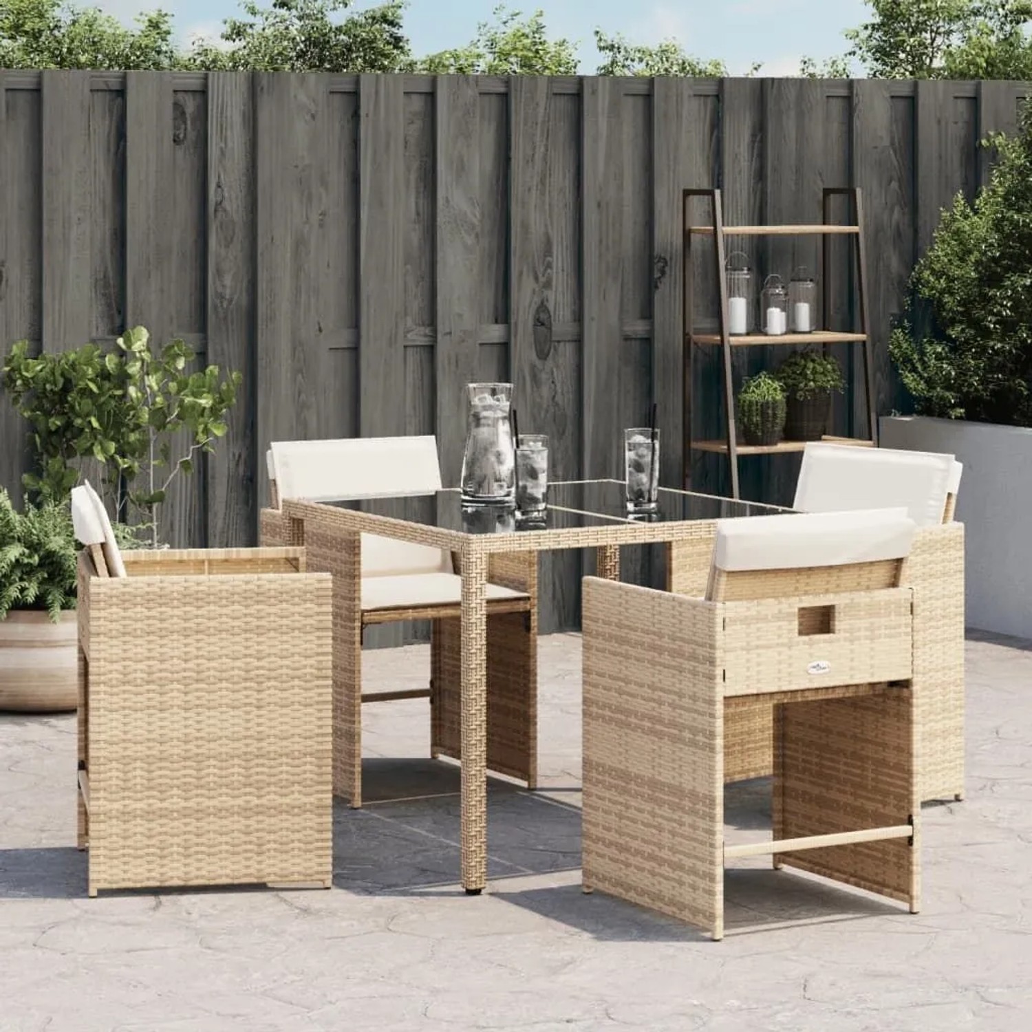 vidaXL Gartenstühle mit Kissen 4 Stk Beige Poly Rattan 364987 günstig online kaufen