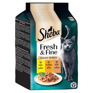 Sheba Katzen-Nassfutter Fresh & Fine Huhn Truthahn und Ente 6 x 50 g