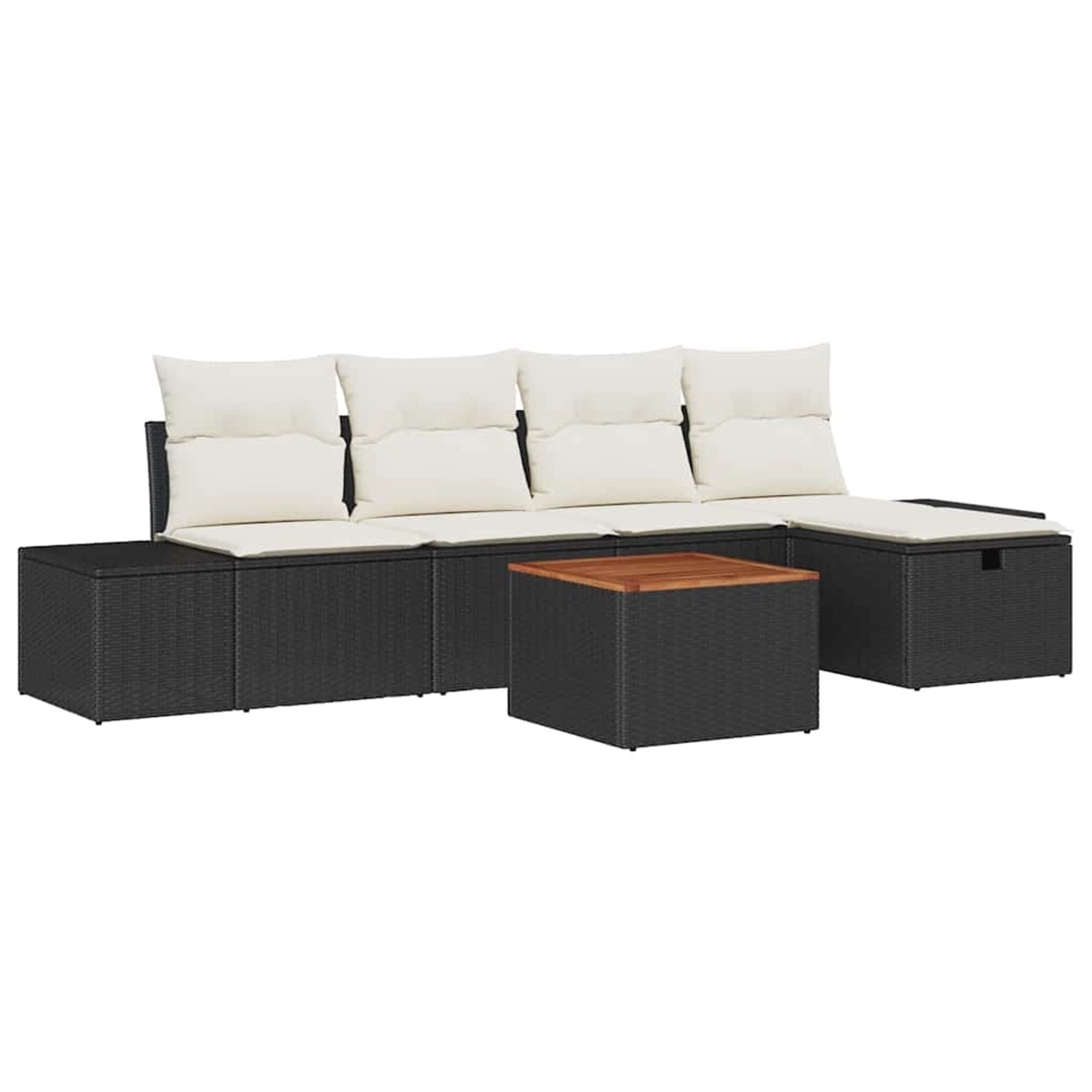 vidaXL Garten-Sofa-Set mit Kissen 6-Tlg Schwarz Poly Rattan 3360918 günstig online kaufen