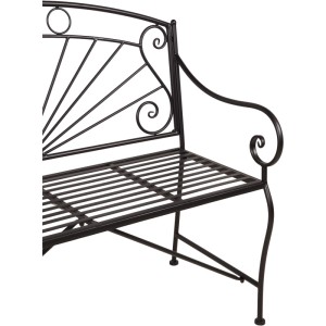 Schwarze Garden Pleasure Gartenbank Pago aus Stahl mit geschwungenen Armlehnen und Rückenlehne.