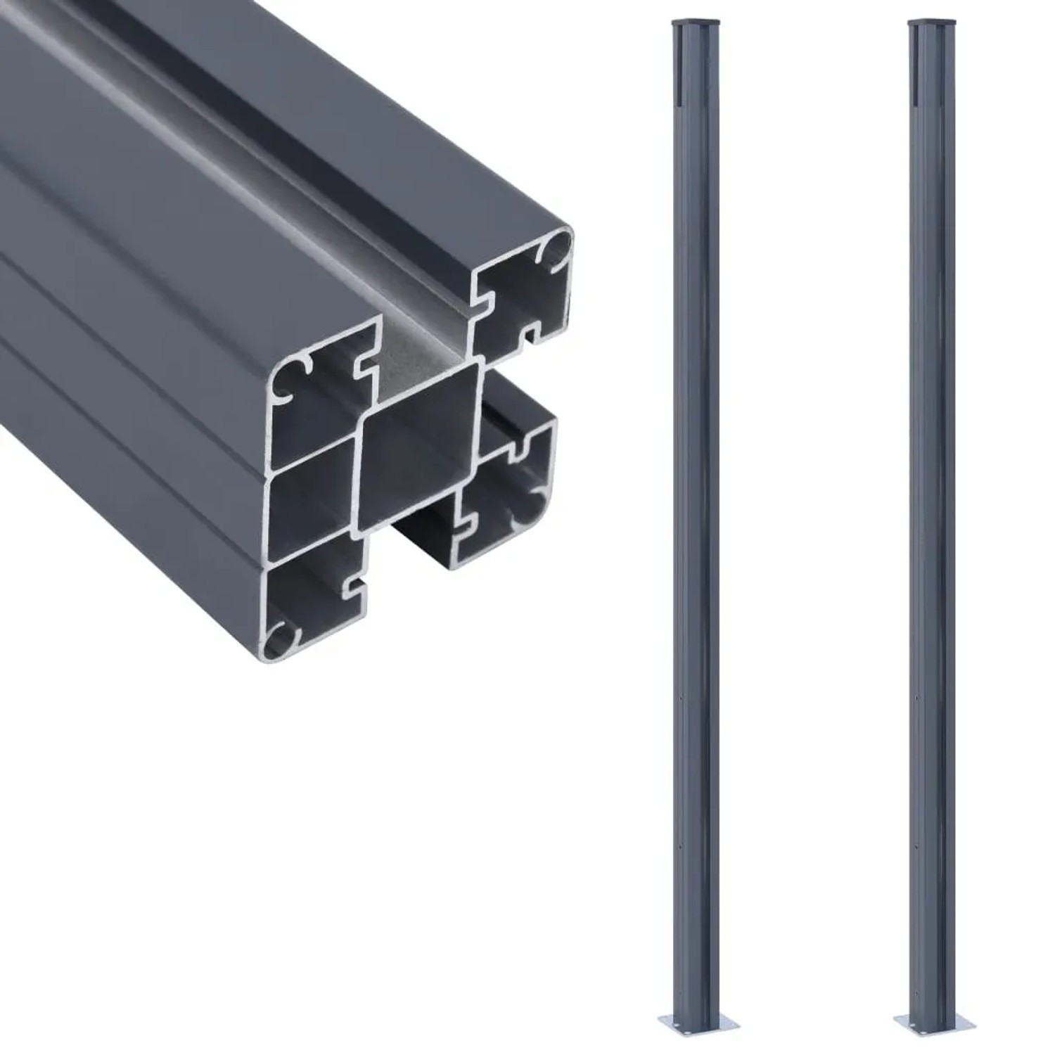 vidaXL Zaunpfosten 2 Stk Dunkelgrau 185 cm Aluminium 148986