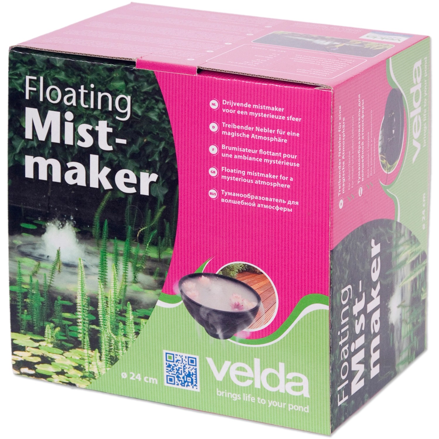 Verpackung des Velda Teichneblers für magische Teichatmosphäre.