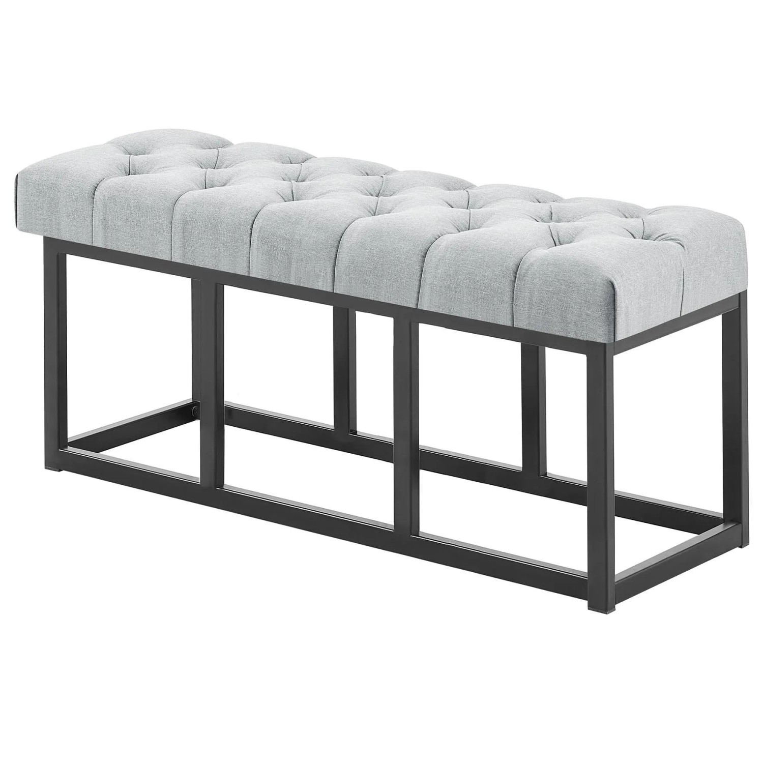 DELUKE Sitzbank MEXICO Stoff Grau 100x38x46cm Sitzbank Flur Sitzhocker Esszimmerbank Polsterbank Schlafzimmer