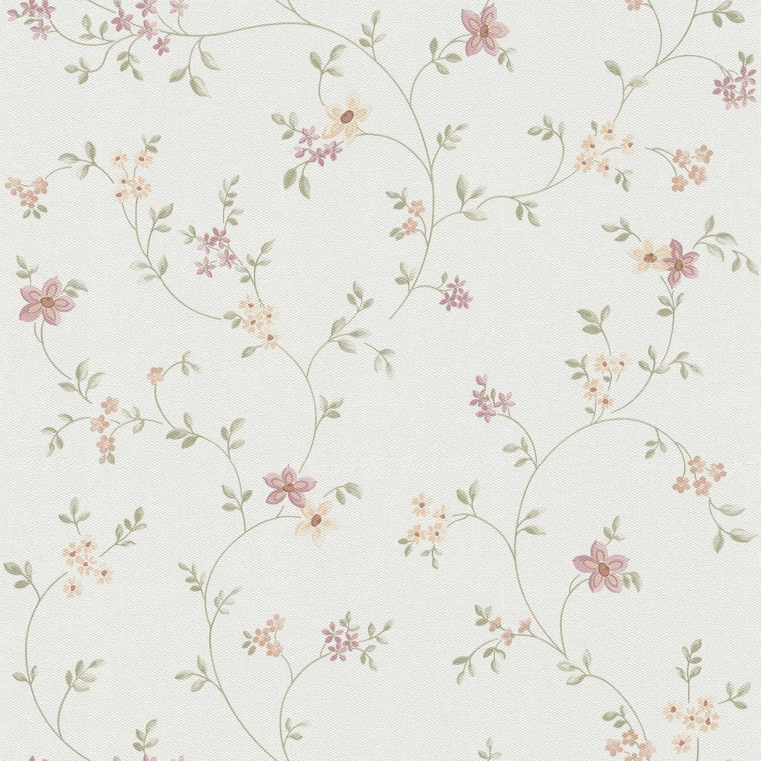 PROFHOME 937701-GU Blumen Tapete Floral Matt Weiß Grün Creme 0,53 m x 10,05 günstig online kaufen