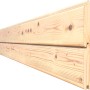 Detailaufnahme von zwei unbehandelten Holzwandelementen für ein Bertilo Gartenhaus.