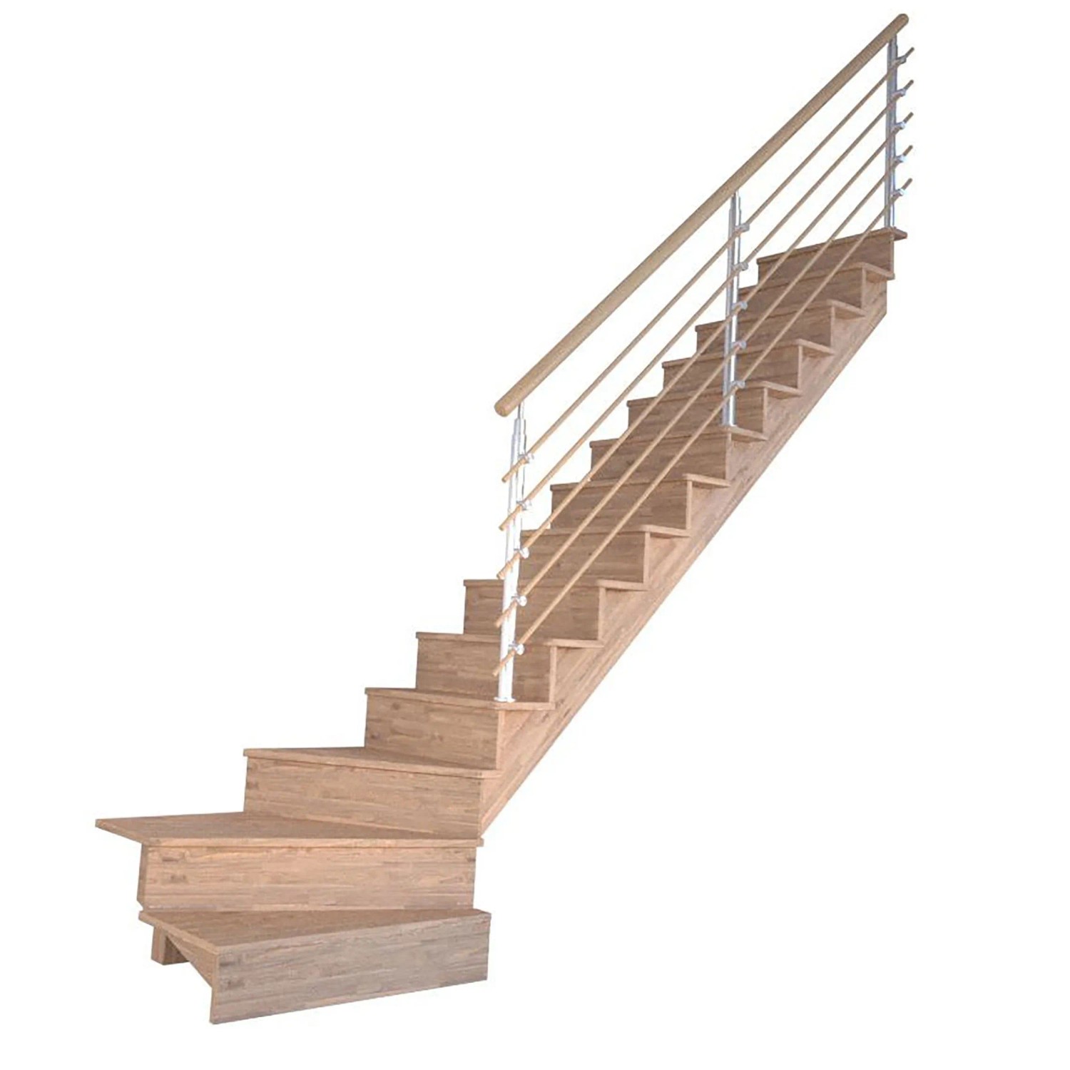 Treppe Lindos Pro Eiche Gew. R 100 cm Setzstufen Design-Geländer-Holzstäbe günstig online kaufen
