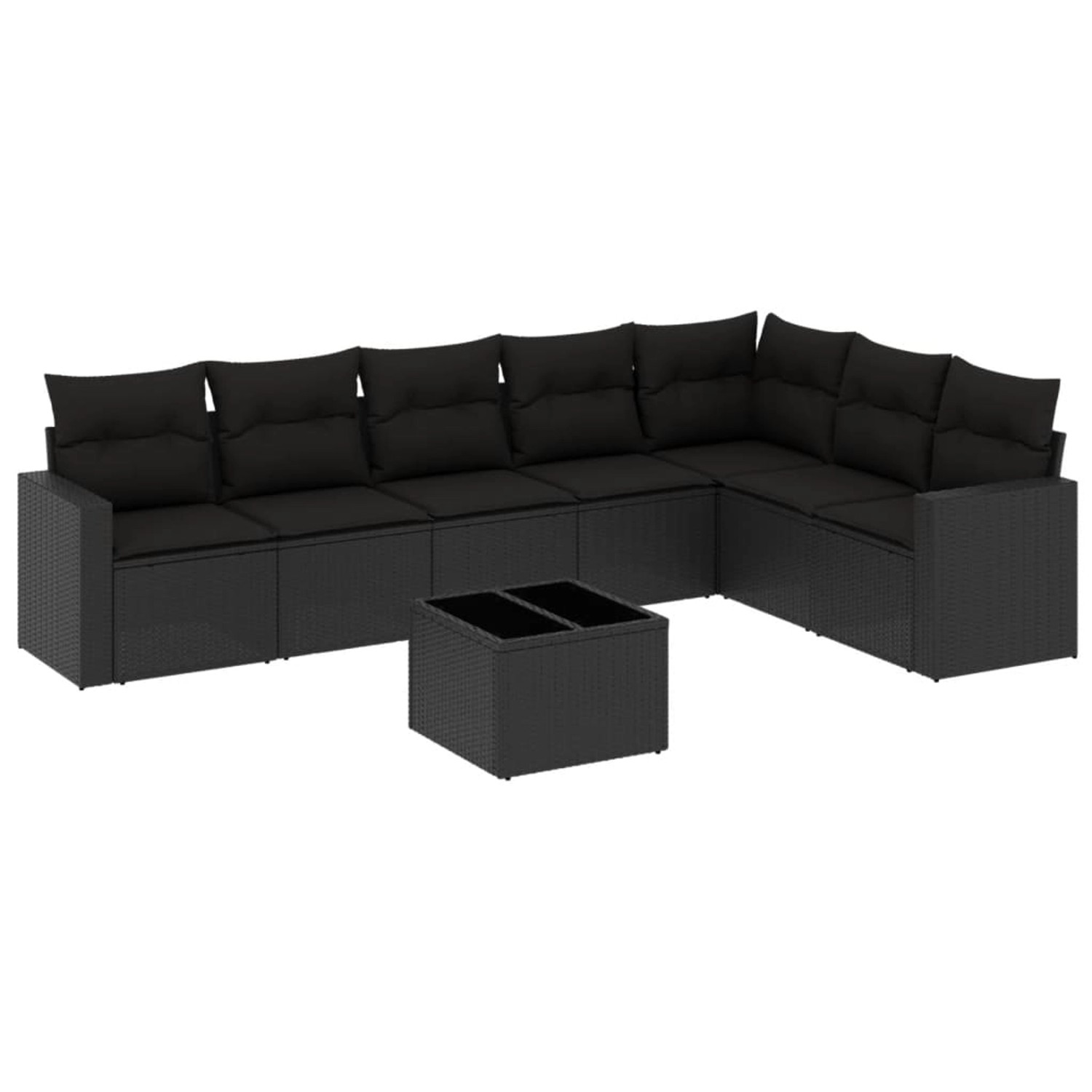 vidaXL 8-tlg Garten-Sofagarnitur mit Kissen Schwarz Poly Rattan Modell 45 günstig online kaufen