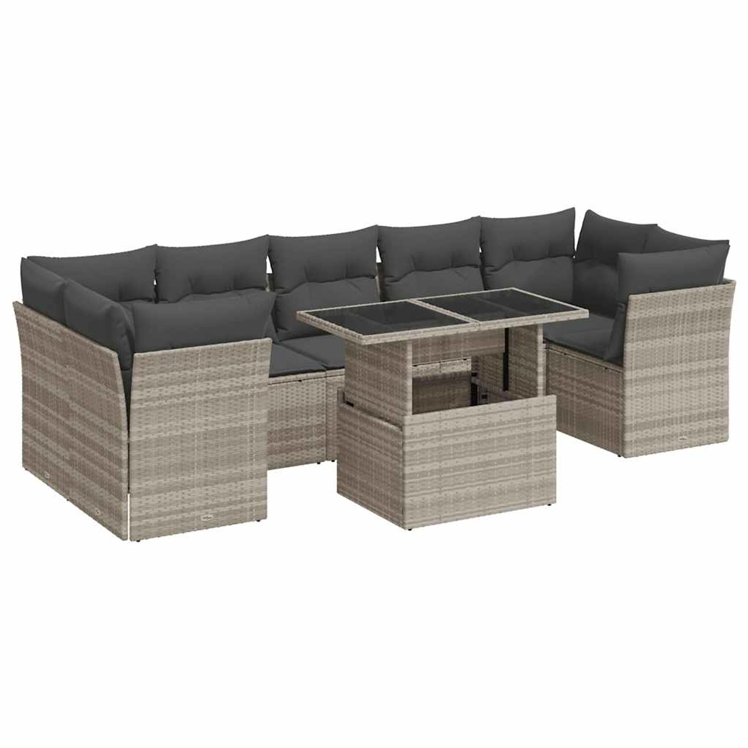vidaXL 10-Tlg Garten-Sofagarnitur mit Kissen Hellgrau Poly Rattan 3326223 günstig online kaufen