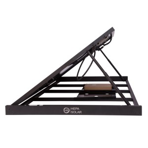 Hepa Solar Balkonkraftwerk Pro 400 mit Rahmen und Solarmodul von der Seite.